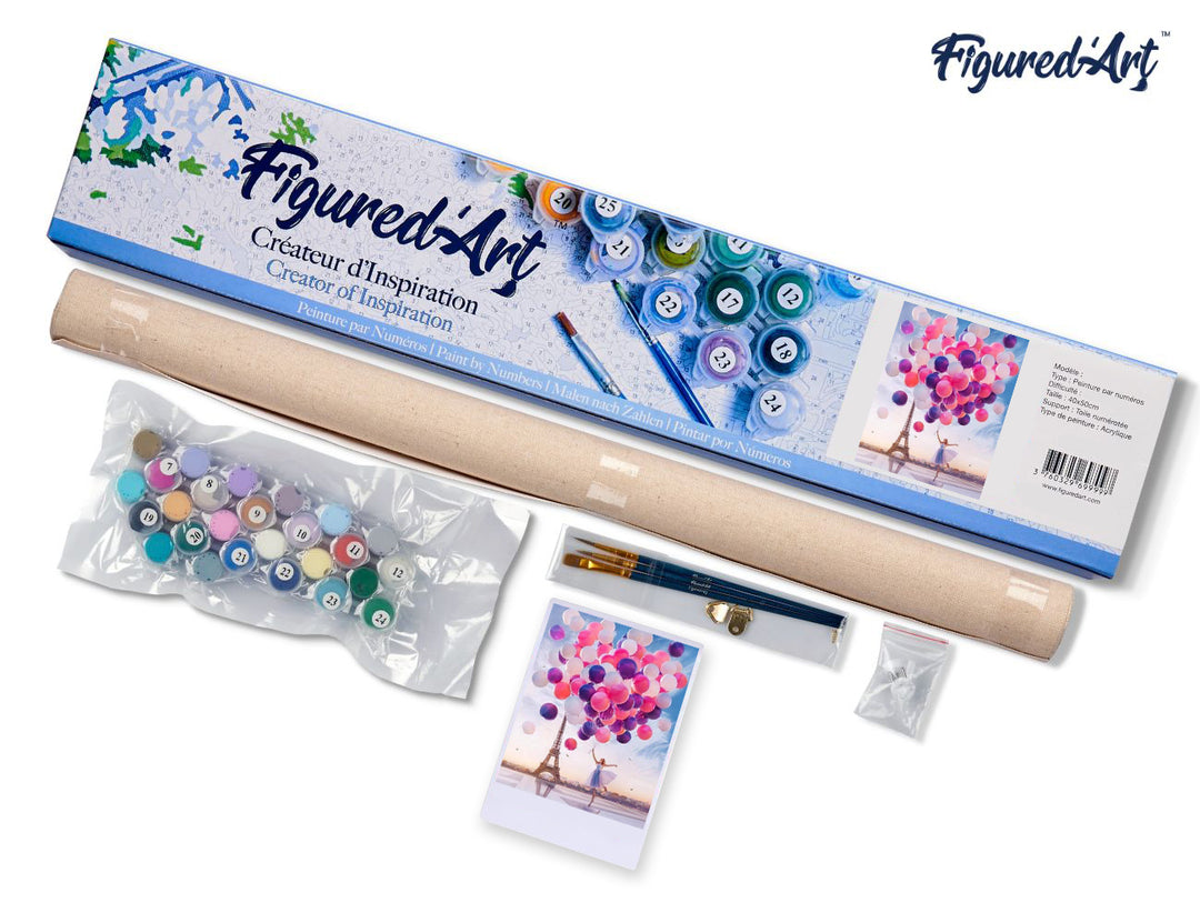 Malen nach Zahlen 40x50cm ohne Keilrahmen Figured’Art Luftballons in Paris