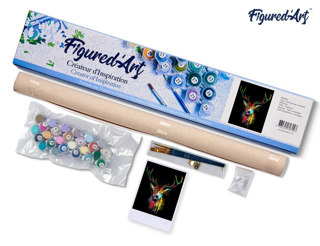 Malen nach Zahlen 40x50cm ohne Keilrahmen Figured’Art Hirsch in Farbe