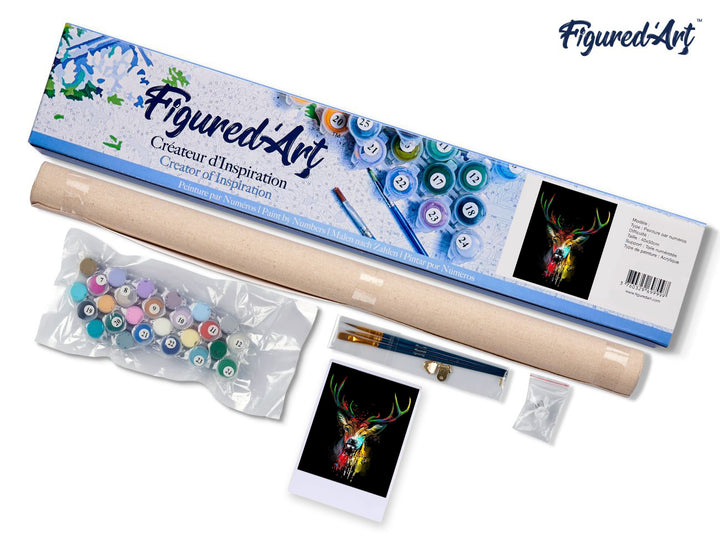 Malen nach Zahlen 40x50cm ohne Keilrahmen Figured’Art Hirsch in Farbe