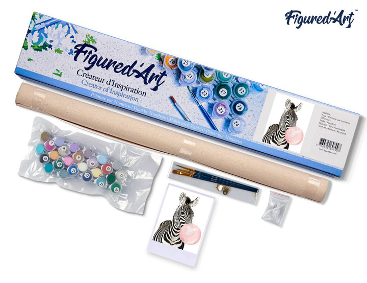 Malen nach Zahlen 40x50cm ohne Keilrahmen Figured’Art Zebra und Kaugummi
