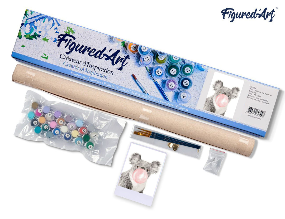 Malen nach Zahlen 40x50cm ohne Keilrahmen Figured’Art Kaugummi und Koala