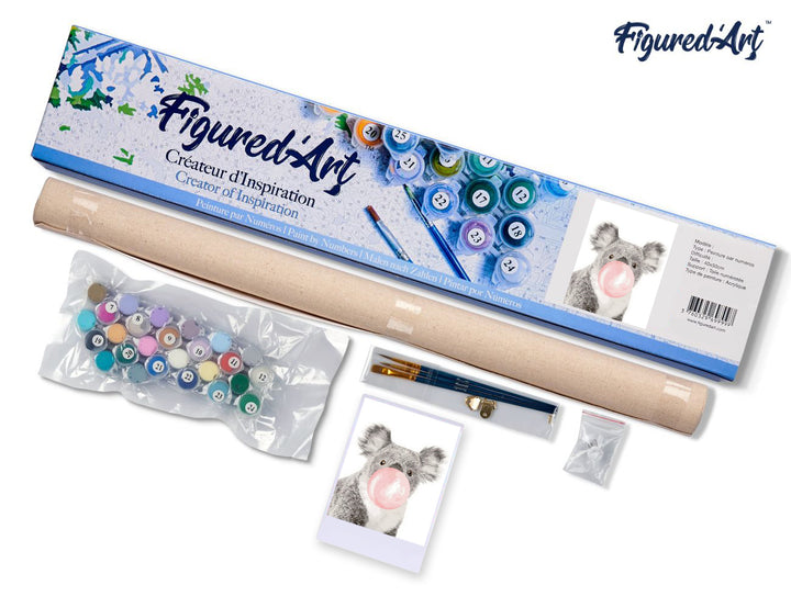 Malen nach Zahlen 40x50cm ohne Keilrahmen Figured’Art Kaugummi und Koala