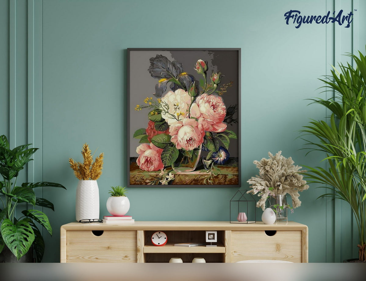 Malen nach Zahlen 40x50cm ohne Keilrahmen Figured’Art Wildblumenstrauss - Kidis Art