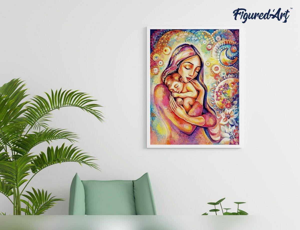 Malen nach Zahlen 40x50cm ohne Keilrahmen Figured’Art In den Armen seiner Mutter - Kidis Art