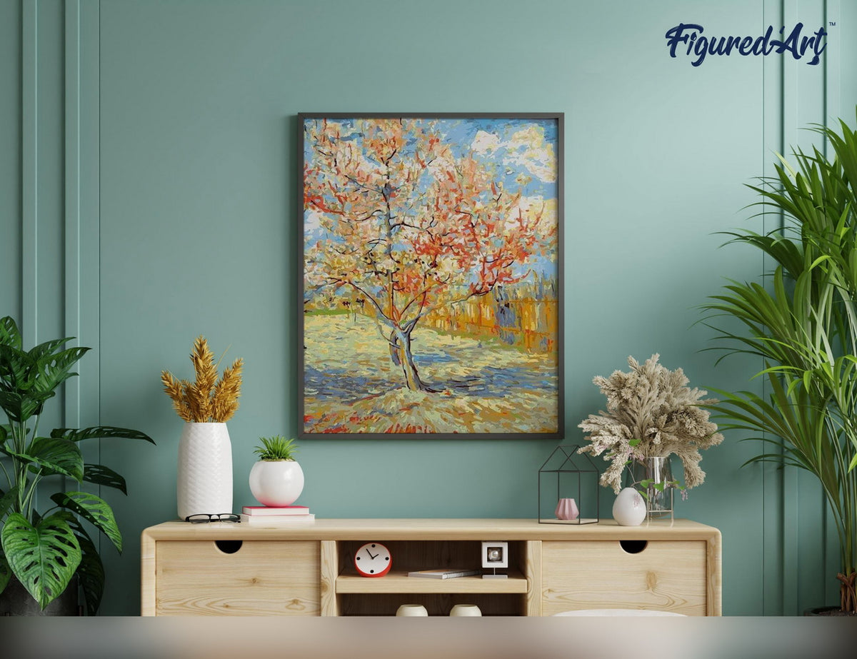 Malen nach Zahlen 40x50cm auf Keilrahmen gespannt Figured’Art Pfirsichbaum – Van Gogh - Kidis Art
