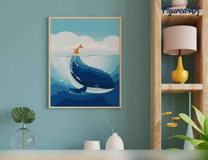 Malen nach Zahlen 40x50cm ohne Keilrahmen Figured’Art Blauer Wal - Kidis Art