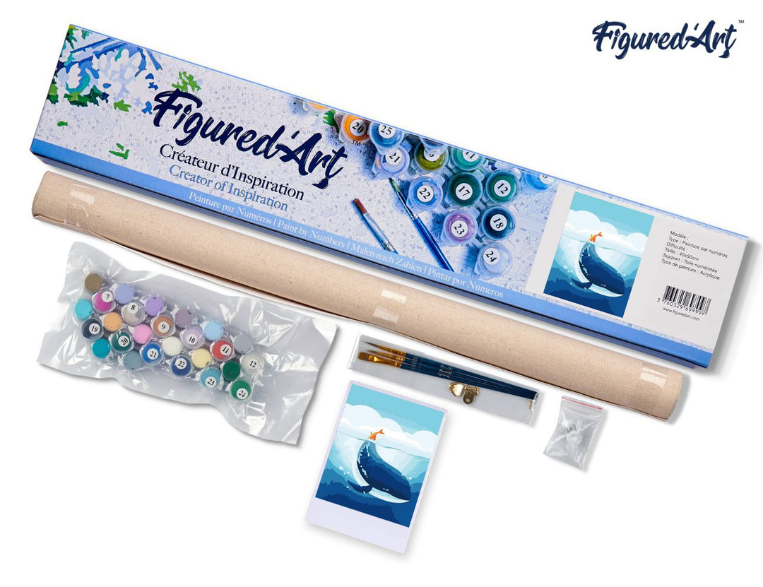 Malen nach Zahlen 40x50cm ohne Keilrahmen Figured’Art Blauer Wal - Kidis Art