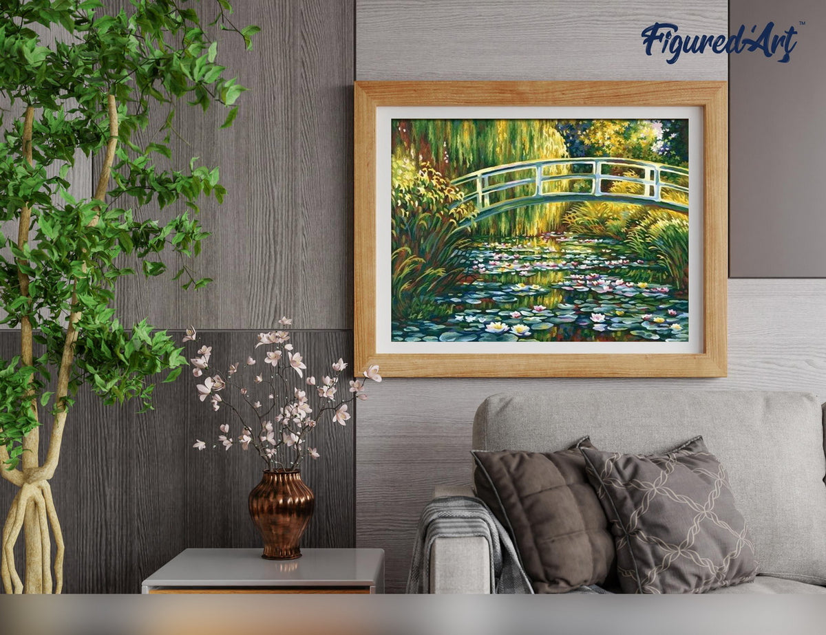 Malen nach Zahlen 40x50cm ohne Keilrahmen Figured’Art Monet - Seerosenteich - Kidis Art