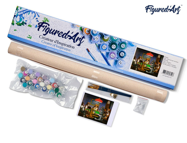 Malen nach Zahlen 40x50cm ohne Keilrahmen Figured’Art Poker spielende Hunde