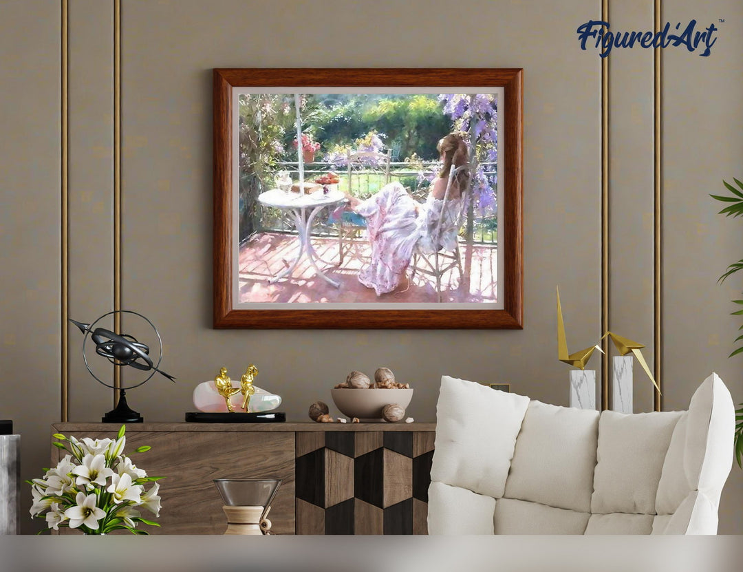 Malen nach Zahlen 40x50cm ohne Keilrahmen Figured’Art Die Erholung im Garten