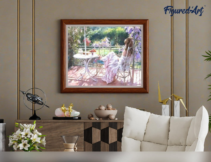 Malen nach Zahlen 40x50cm ohne Keilrahmen Figured’Art Die Erholung im Garten