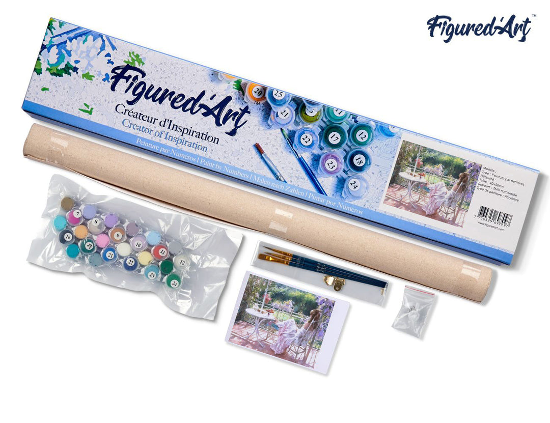 Malen nach Zahlen 40x50cm ohne Keilrahmen Figured’Art Die Erholung im Garten