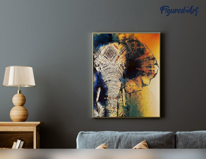 Malen nach Zahlen 40x50cm ohne Keilrahmen Figured’Art Asiatischer Elefant - Kidis Art