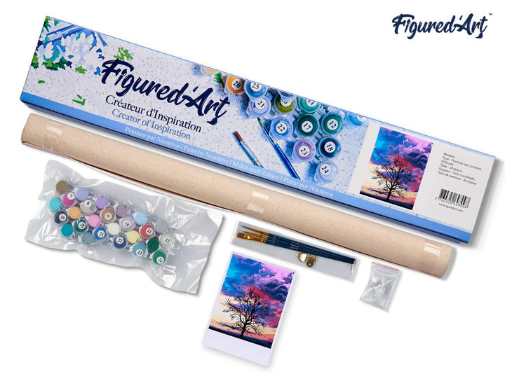 Malen nach Zahlen 40x50cm ohne Keilrahmen Figured’Art Baum und Himmelsfarben - Kidis Art