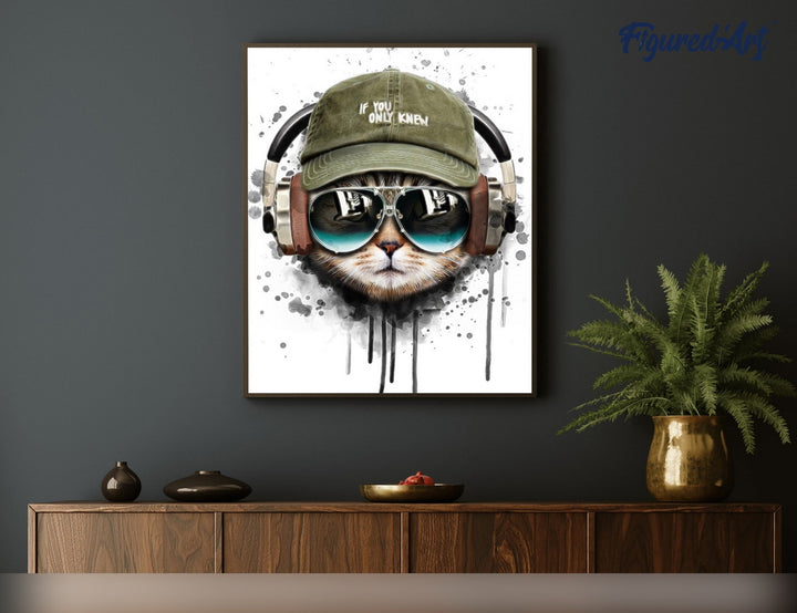 Malen nach Zahlen 40x50cm ohne Keilrahmen Figured’Art Coole Katze - Kidis Art