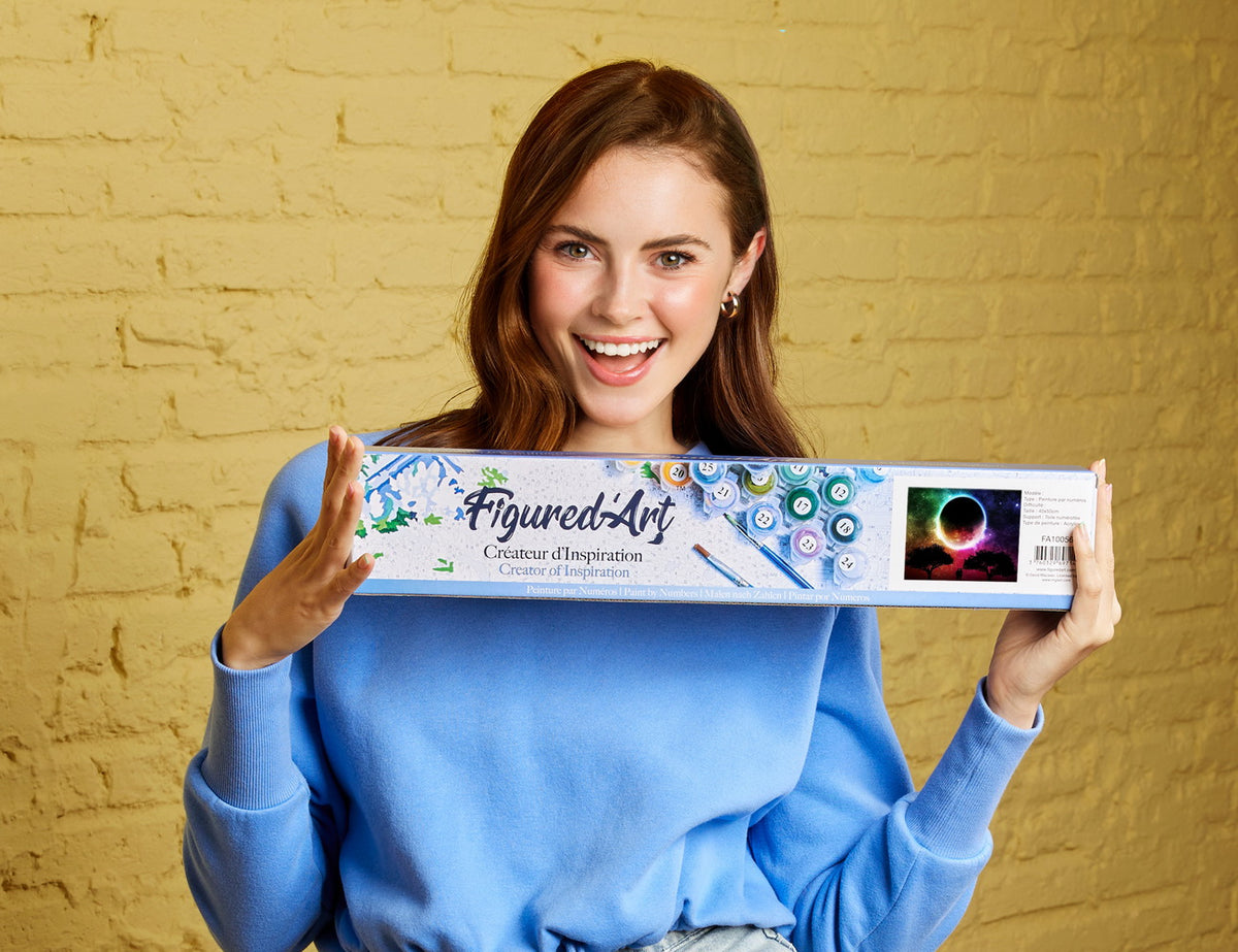 Malen nach Zahlen 40x50cm ohne Keilrahmen Figured’Art Farbiger Mond - Kidis Art