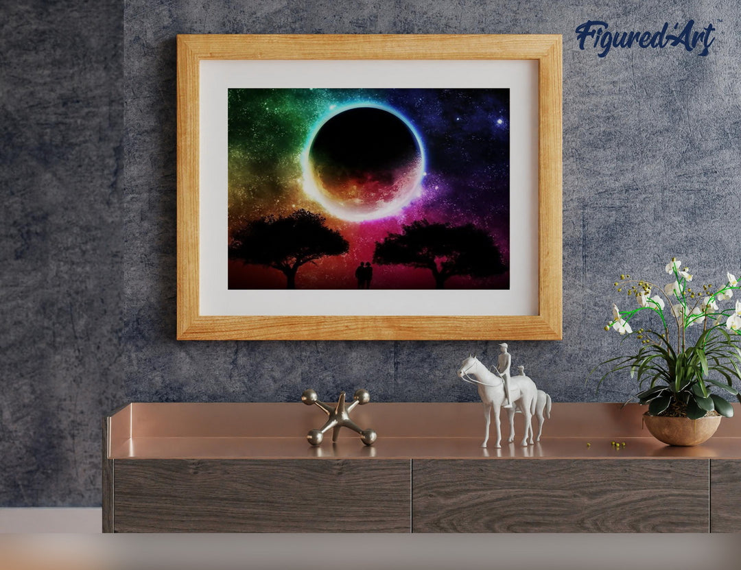 Malen nach Zahlen 40x50cm ohne Keilrahmen Figured’Art Farbiger Mond - Kidis Art