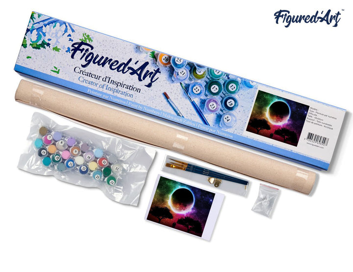 Malen nach Zahlen 40x50cm ohne Keilrahmen Figured’Art Farbiger Mond - Kidis Art