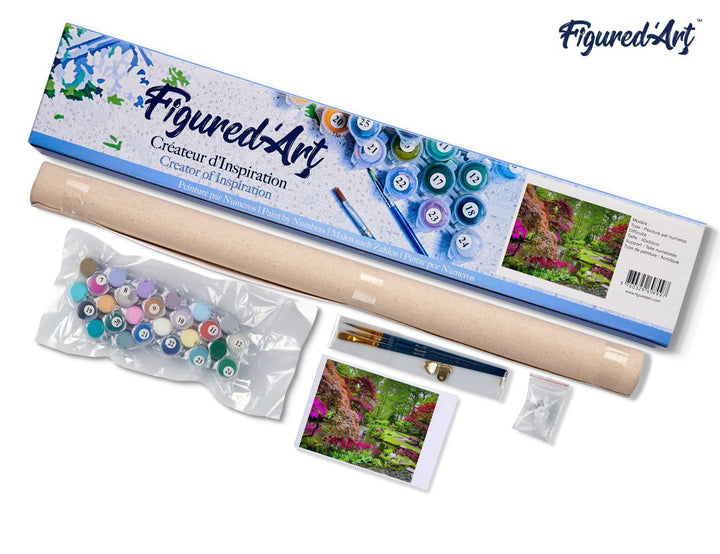 Malen nach Zahlen 40x50cm ohne Keilrahmen Figured’Art Blühender Park - Kidis Art