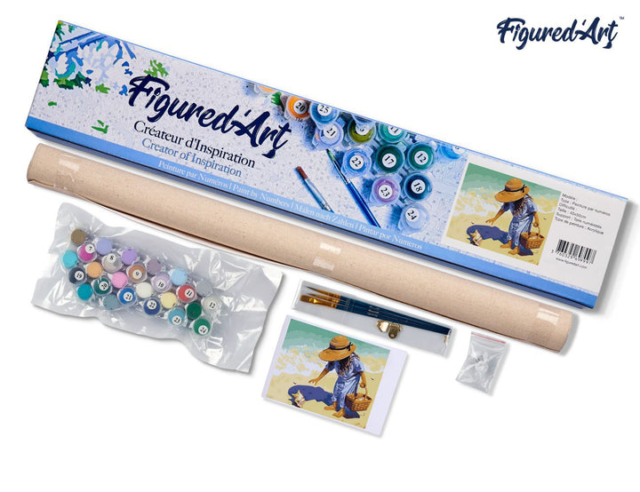 Malen nach Zahlen 40x50cm ohne Keilrahmen Figured’Art Kleines Mädchen am Strand