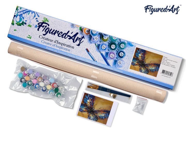 Malen nach Zahlen 40x50cm ohne Keilrahmen Figured’Art Schmetterling Farben