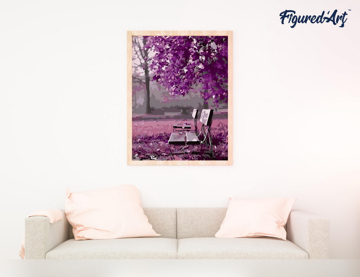 Malen nach Zahlen 40x50cm ohne Keilrahmen Figured’Art Bank im Park - Kidis Art