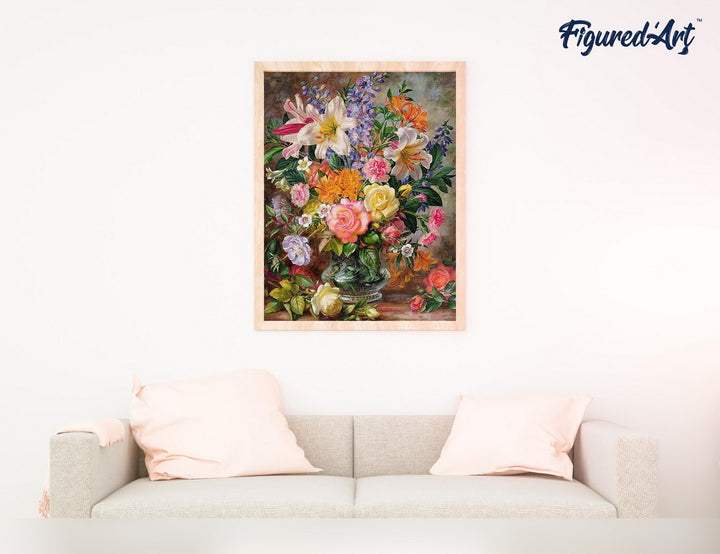 Malen nach Zahlen 40x50cm ohne Keilrahmen Figured’Art Explodierende Blumen - Kidis Art
