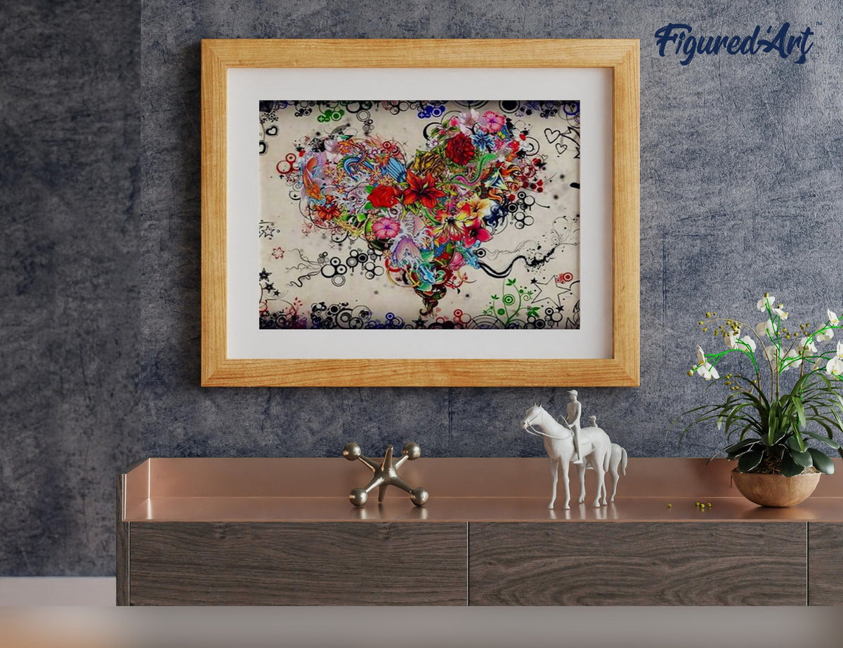 Malen nach Zahlen 40x50cm auf Keilrahmen gespannt Figured’Art Blumenherz - Kidis Art