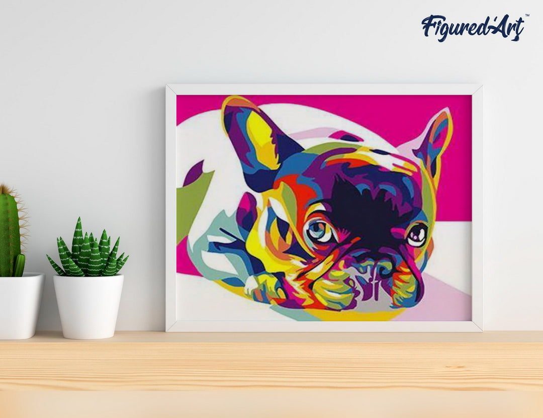 Malen nach Zahlen 40x50cm auf Keilrahmen gespannt Figured’Art Mops Pop Art