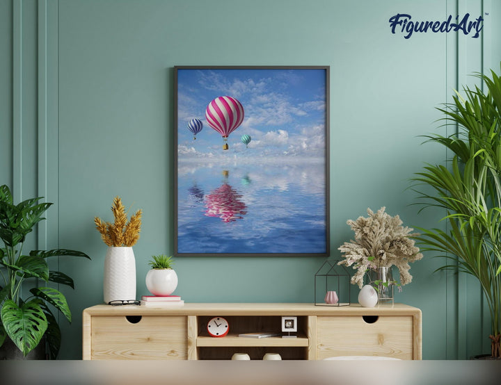 Malen nach Zahlen 40x50cm ohne Keilrahmen Figured’Art Flug im Luftballon