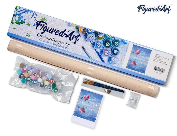 Malen nach Zahlen 40x50cm ohne Keilrahmen Figured’Art Flug im Luftballon