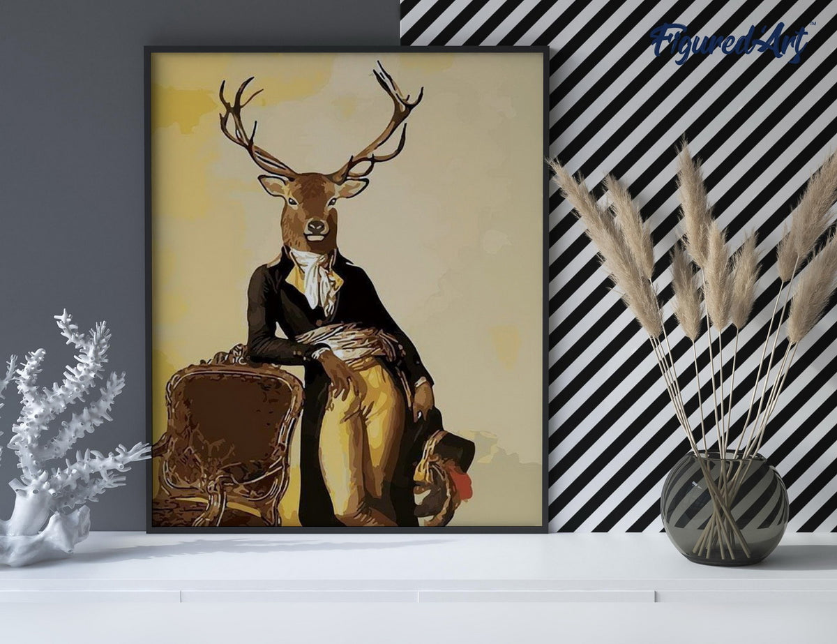 Malen nach Zahlen 40x50cm ohne Keilrahmen Figured’Art Der Hirsch Dandy - Kidis Art