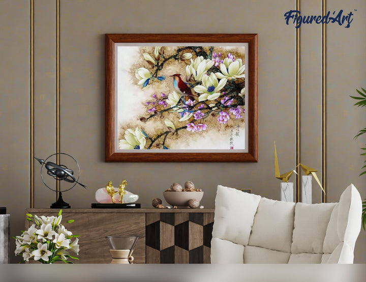 Malen nach Zahlen 40x50cm ohne Keilrahmen Figured’Art Magnolien in Blüten