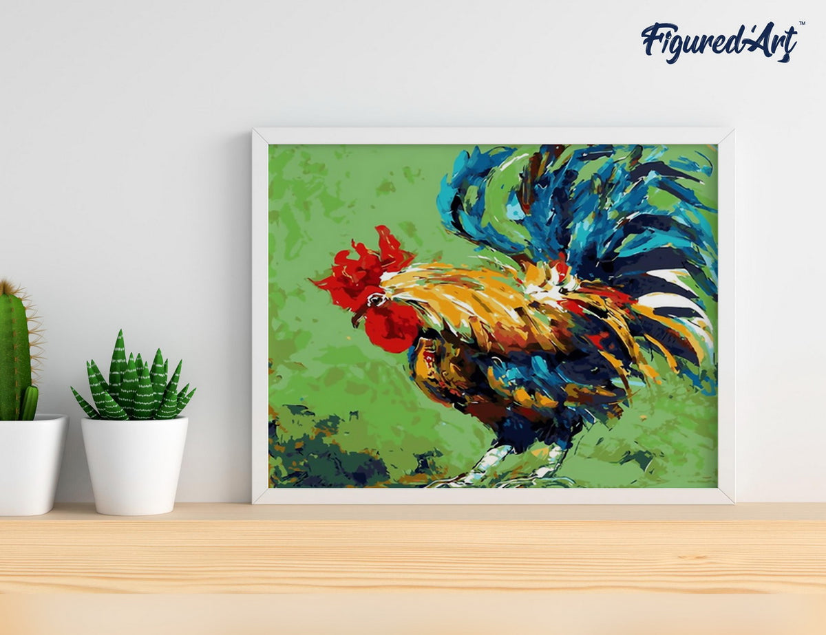 Malen nach Zahlen 40x50cm ohne Keilrahmen Figured’Art Der Hahn - Kidis Art