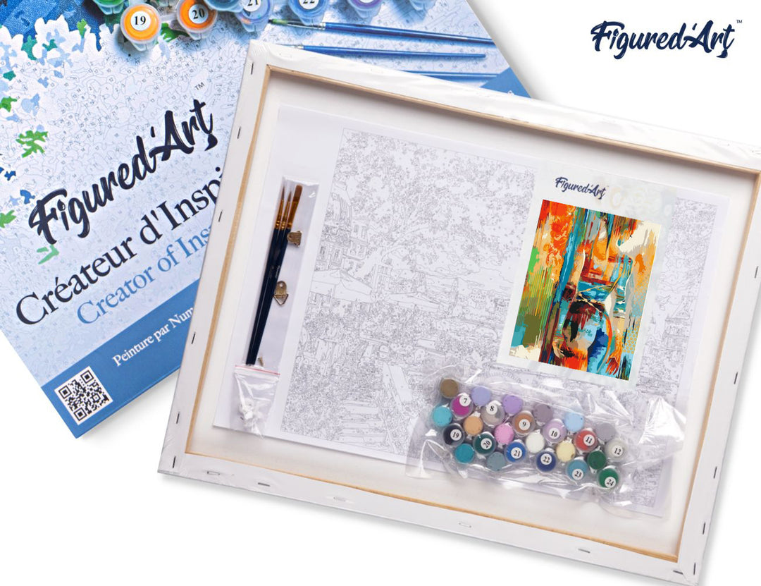 Malen nach Zahlen 40x50cm auf Keilrahmen gespannt Figured’Art Bunte Schönheit