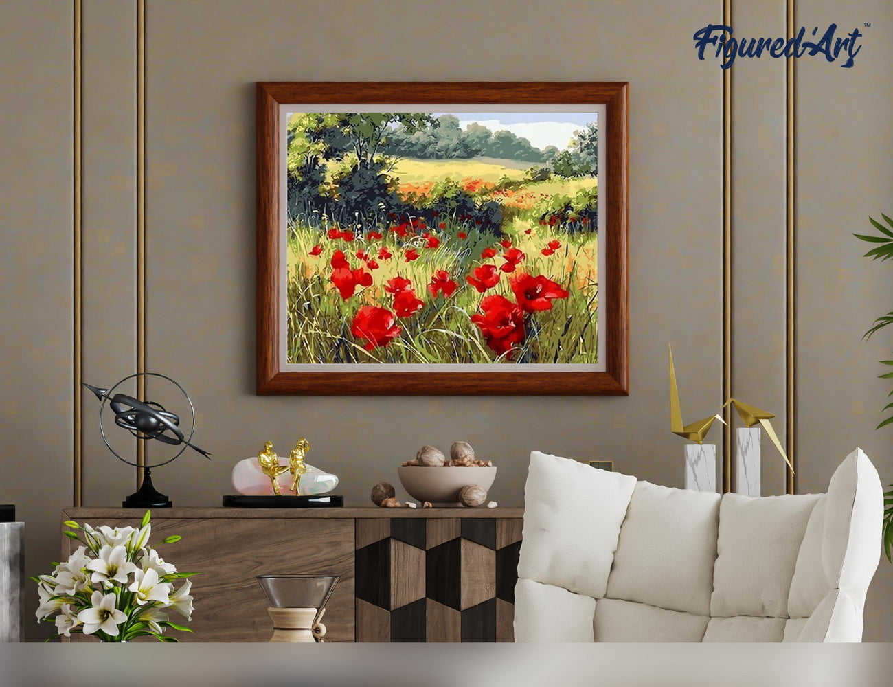 Malen nach Zahlen 40x50cm auf Keilrahmen gespannt Figured’Art Blumen im Feld 3 - Kidis Art