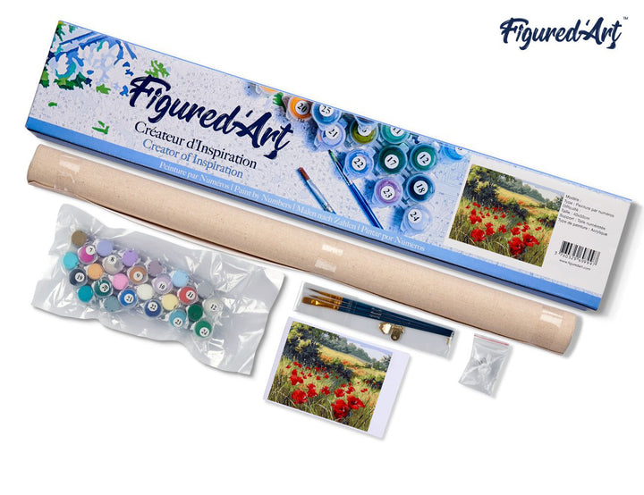 Malen nach Zahlen 40x50cm ohne Keilrahmen Figured’Art Blumen im Feld 3 - Kidis Art