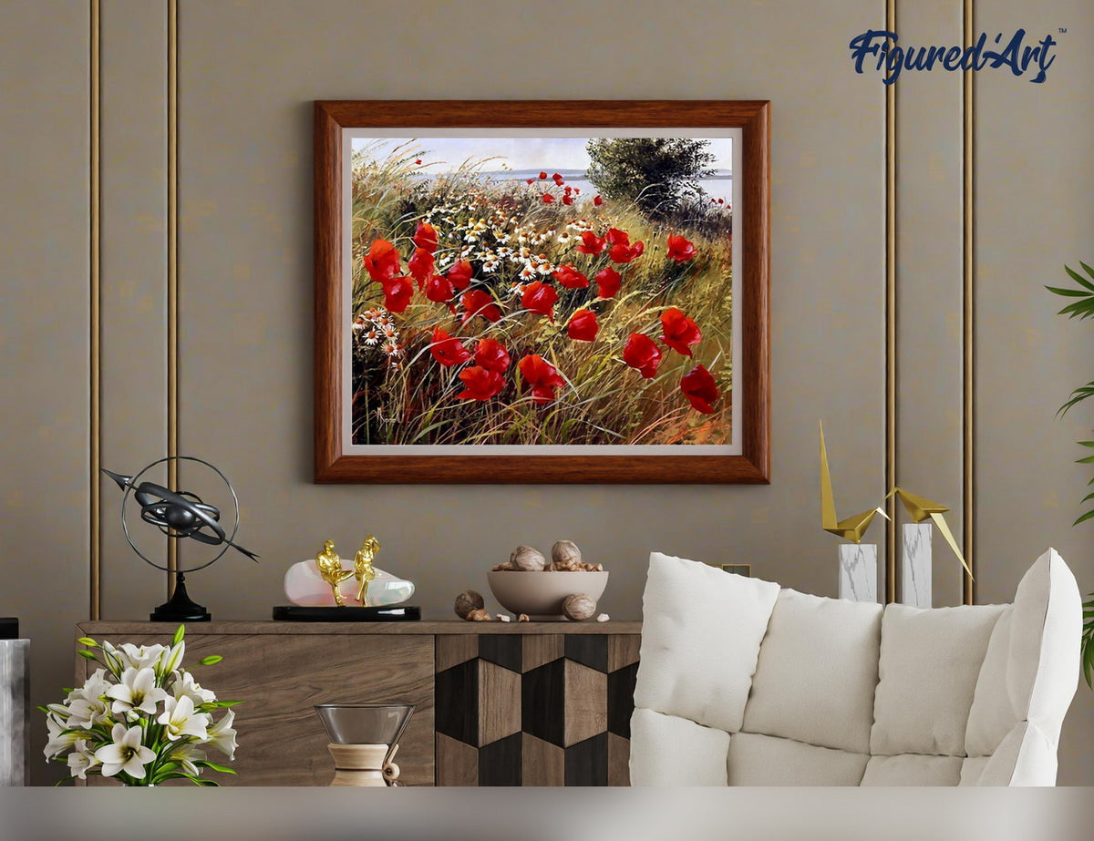 Malen nach Zahlen 40x50cm ohne Keilrahmen Figured’Art Blumen im Feld 2 - Kidis Art