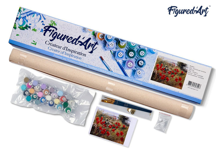 Malen nach Zahlen 40x50cm ohne Keilrahmen Figured’Art Blumen im Feld 2