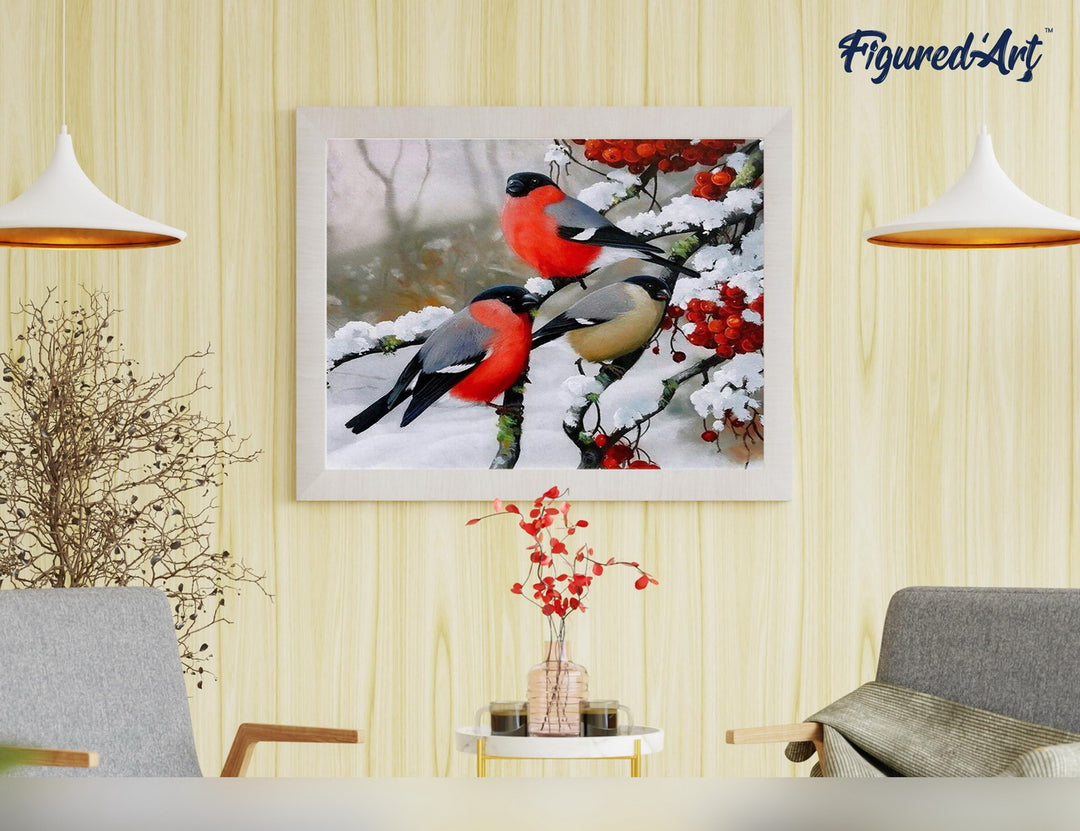 Malen nach Zahlen 40x50cm ohne Keilrahmen Figured’Art Rote Vögel 2