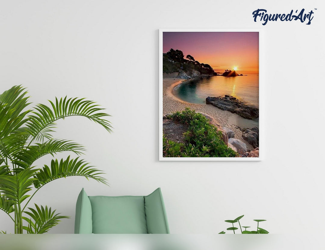 Malen nach Zahlen 40x50cm ohne Keilrahmen Figured’Art Sonnenuntergang am Strand 2