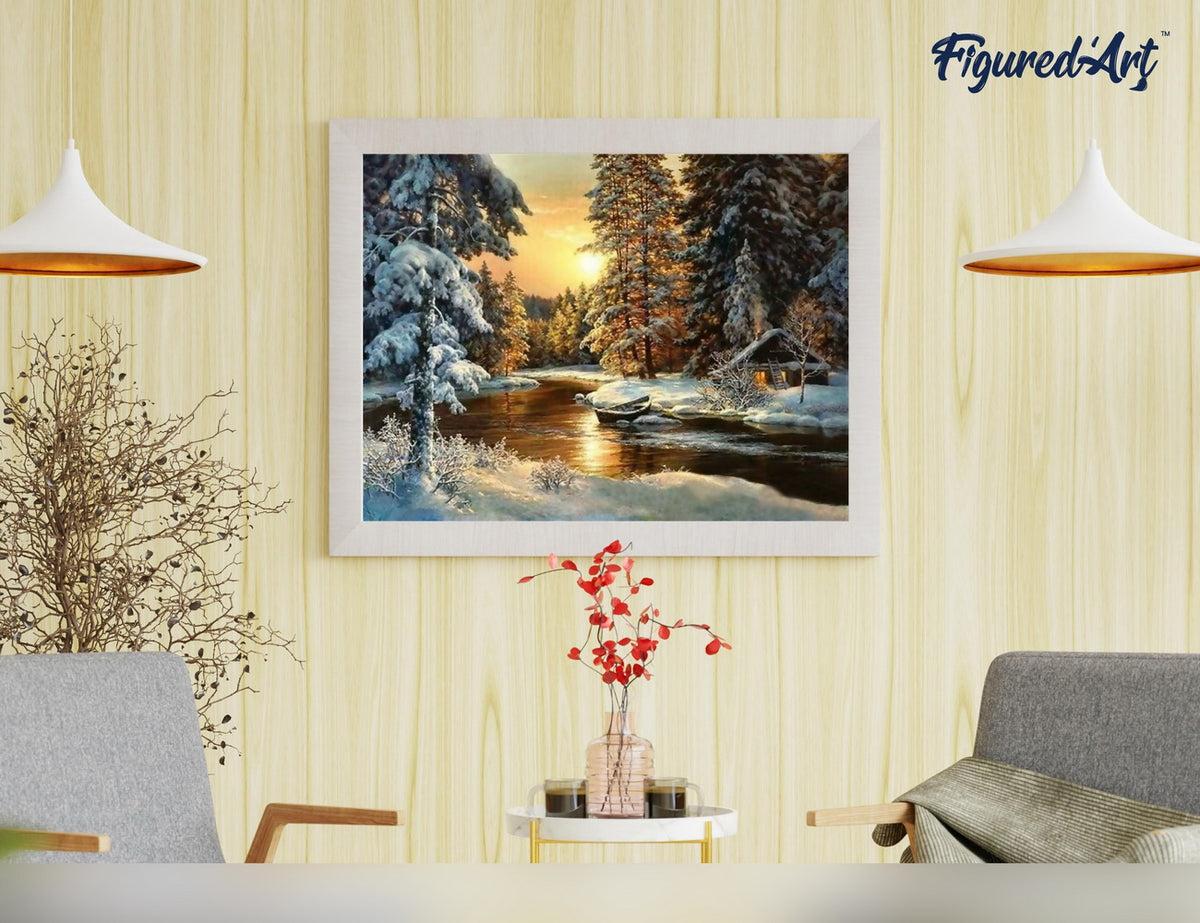 Malen nach Zahlen 40x50cm ohne Keilrahmen Figured’Art Sonnenuntergang im Wald - Kidis Art