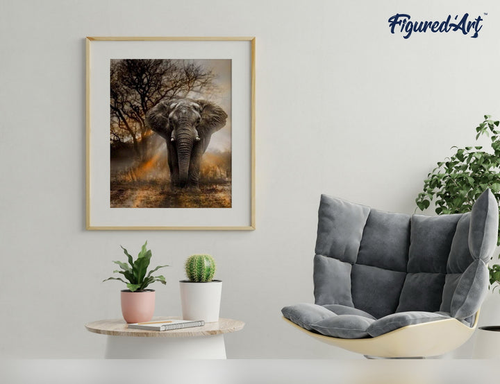 Malen nach Zahlen 40x50cm ohne Keilrahmen Figured’Art Einsamer Elefant - Kidis Art