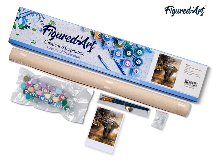 Malen nach Zahlen 40x50cm ohne Keilrahmen Figured’Art Einsamer Elefant - Kidis Art