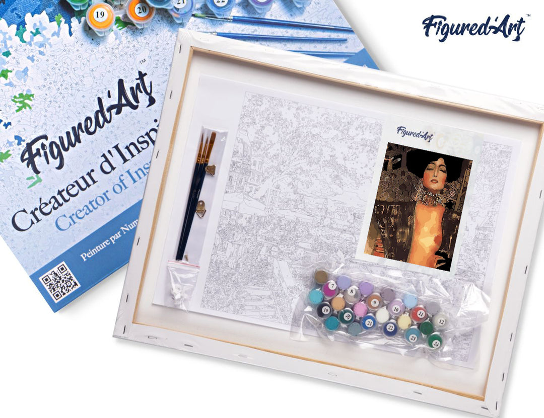 Malen nach Zahlen 40x50cm auf Keilrahmen gespannt Figured’Art Judith und Holofernes – Gustav Klimt