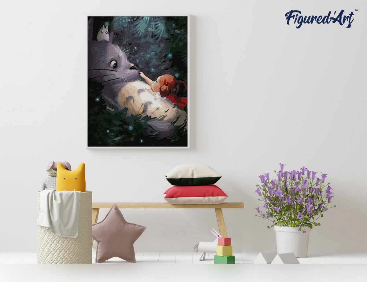 Malen nach Zahlen 40x50cm ohne Keilrahmen Figured’Art Maus und kleines Mädchen - Kidis Art