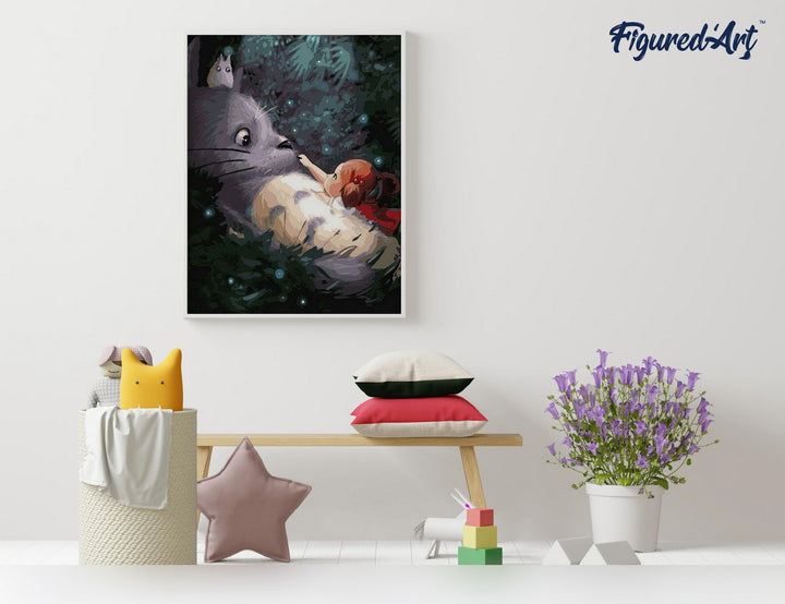 Malen nach Zahlen 40x50cm ohne Keilrahmen Figured’Art Maus und kleines Mädchen