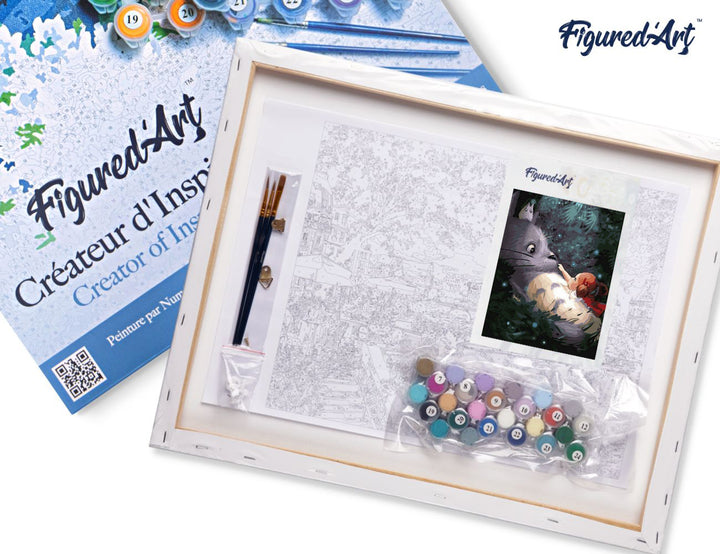 Malen nach Zahlen 40x50cm auf Keilrahmen gespannt Figured’Art Maus und kleines Mädchen