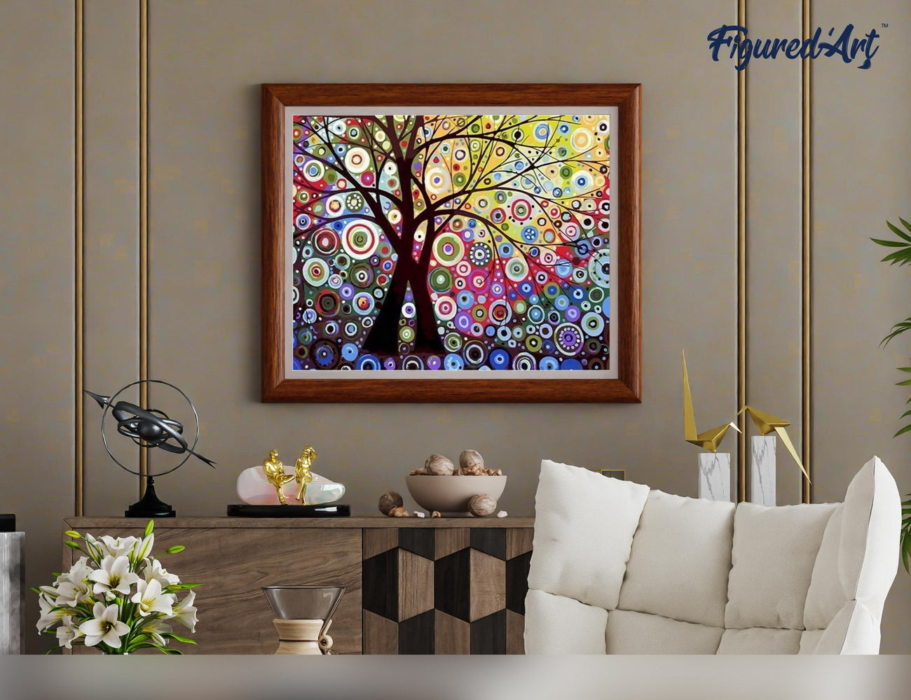 Malen nach Zahlen 40x50cm auf Keilrahmen gespannt Figured’Art Baum im Buntglaseffekt - Kidis Art