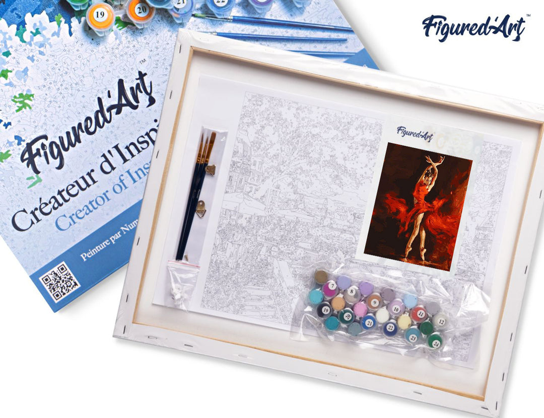 Malen nach Zahlen 40x50cm auf Keilrahmen gespannt Figured’Art Rote Tänzerin